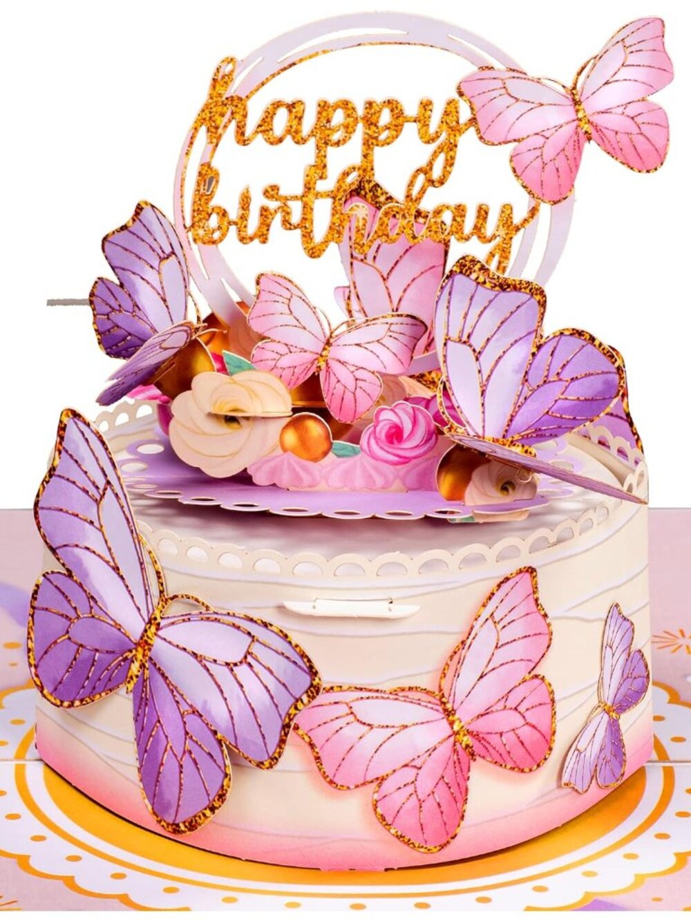 Butterfly Birthday Cake, 3D Pop Up Birthday Card, For Adults or Kids - 5"x7" Cov